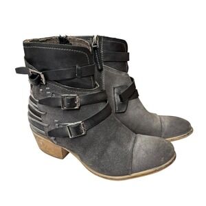 Roan‎ Bed Stu Jag Leather Buckle Booties Distressed Ankle Moto Boho Western 8